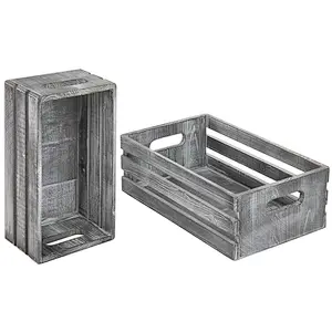 Rustic Wood Storage Crate,set of 2,handles