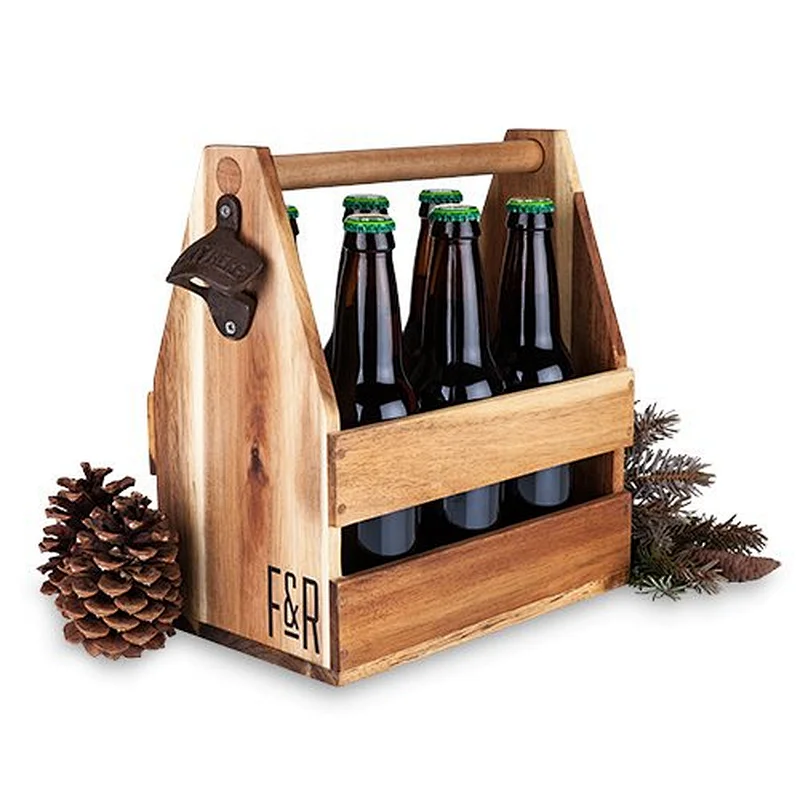 Farmhouse Home Decor Wood Beer 6 pack Carrier, Caddy, Holder, Tote,Bottle Carrier