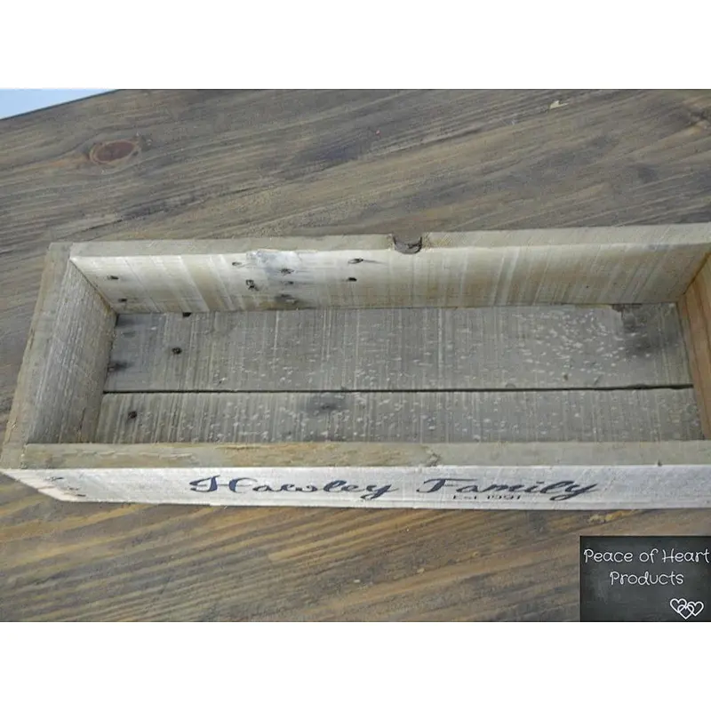 Rustic personalized customized bid cheaper Pallet Wood Box with Last Name Est Date Centerpiece Wood Box Mantel Wood Box crates