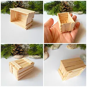 dollhouse basket box- miniature garden  wood  box