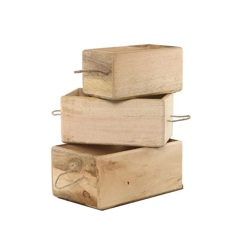 Storage Bin Container Box Wood Kitchen Bathroom Organizer Wooden Holder Rustic