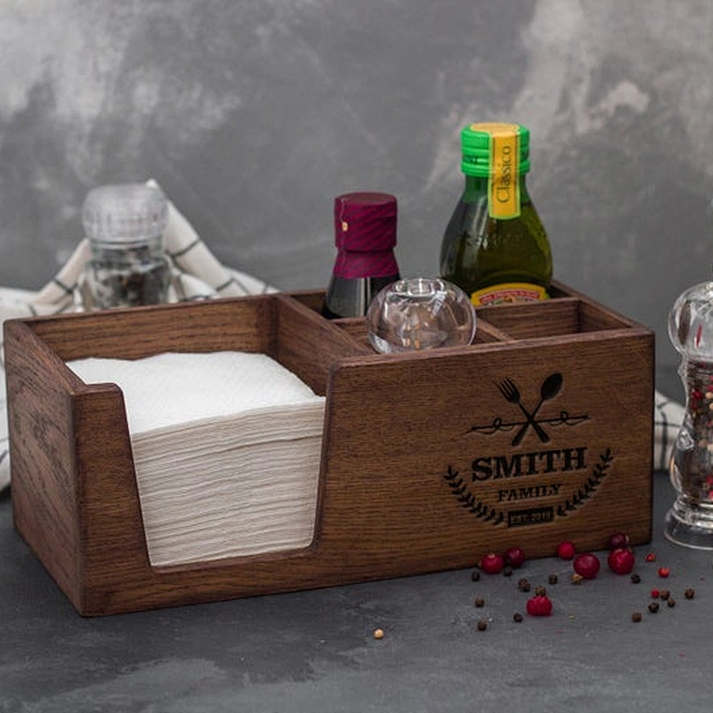 Personalized napkin holder Salt and pepper caddy with napkin holder