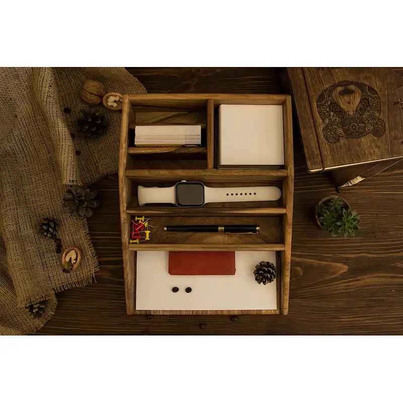 Wood Stationery Set Holder For Paper Pencil Glasses Pen Office Decor Desk Accessories Document Holder