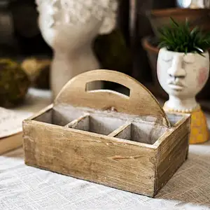 RusticReach Wooden box basket with Carry Handle-Wooden Planter Box