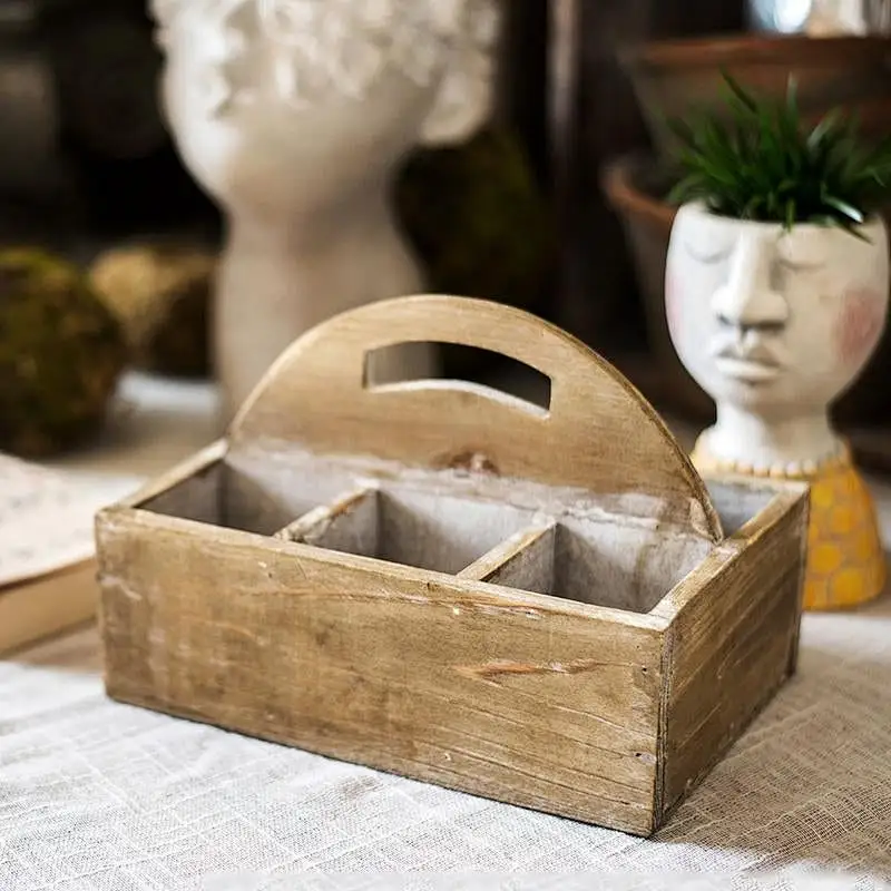 RusticReach Wooden box basket with Carry Handle-Wooden Planter Box