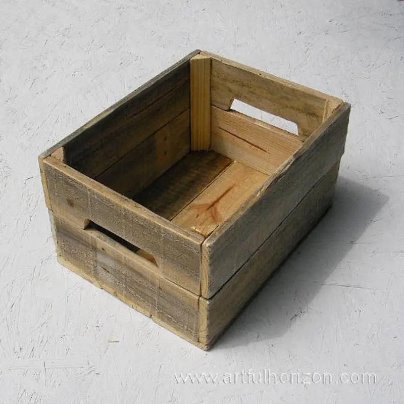 Wood Crate Primitive Folk Art Rustic Farmhouse Decor Storage Custom Finish Wooden Bin Box Natural