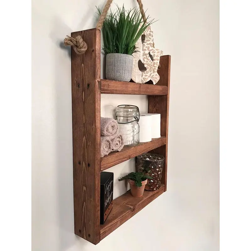 Hexagon wall shelf  wall mounted storage shelf  wooden wall mount shelf