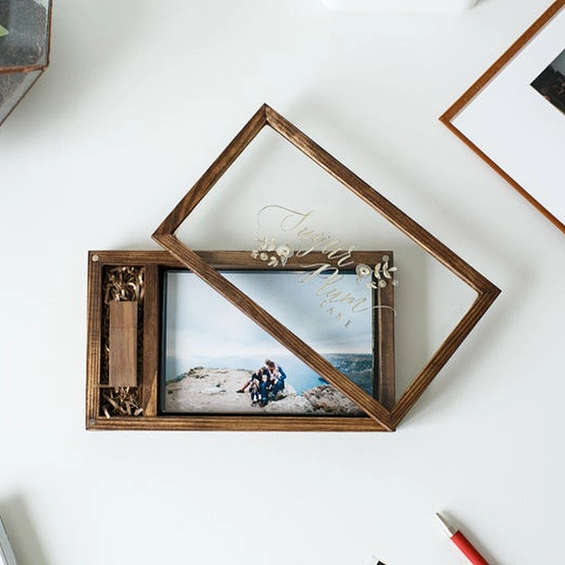 Lovely gift box photo packaging wooden box USB wood box