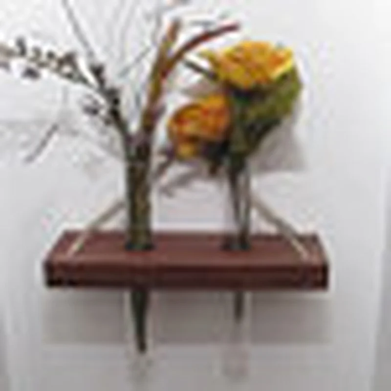 Wooden Hanging Shelf with 2 Glass Vases and rope, Wall Decor. Hanging planters