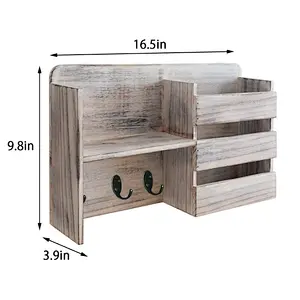 Roll over image to zoom in Honest Torched Wood Rustic Wall Mounted Key & Mail Holderrustic wood floating wall shelvesdeep wall