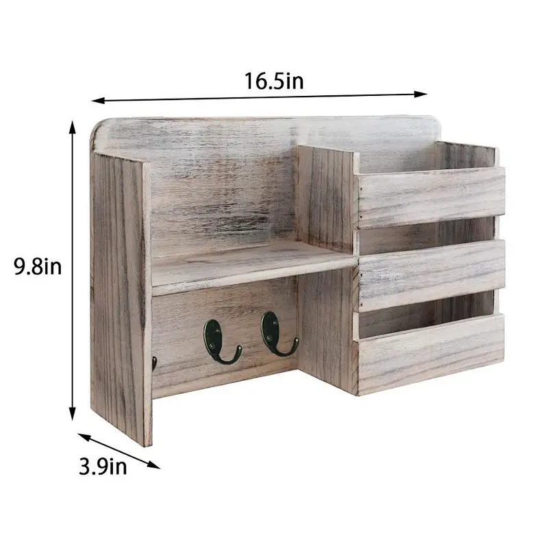 Roll over image to zoom in Honest Torched Wood Rustic Wall Mounted Key & Mail Holderrustic wood floating wall shelvesdeep wall