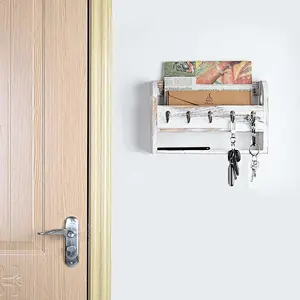 Rustic mail holder and coat key rack wall shelf wall mounted storage shelf key shelf wall
