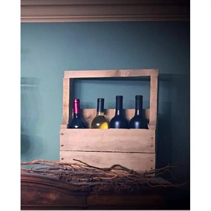 Wooden wine bottle holder, Rustic Wooden Wine Carrier,Antique Wine Crate With Handle,