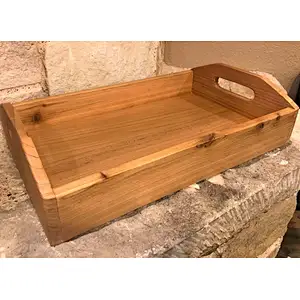 Handmade Rustic Wood Serving Tray with Handles