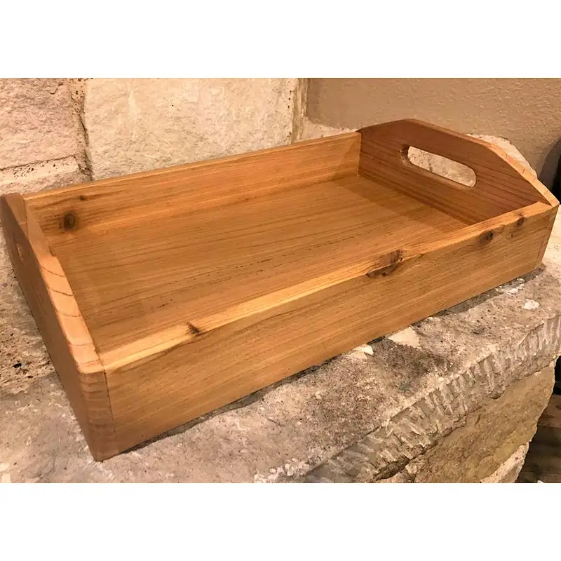 Handmade Rustic Wood Serving Tray with Handles