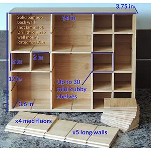 Rustic homedecoratinMultikeep Adjustable Floating  Figurine Shadow Box or Drawer Organizer - For Wall Mount  Shelf - Spice Rack,