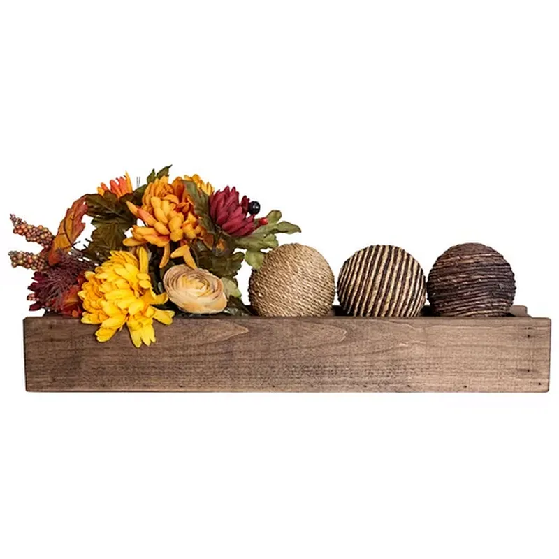 Small Wood Centerpiece Box Accent Tray WoodenTray Rustic Fast Food Serve Tray