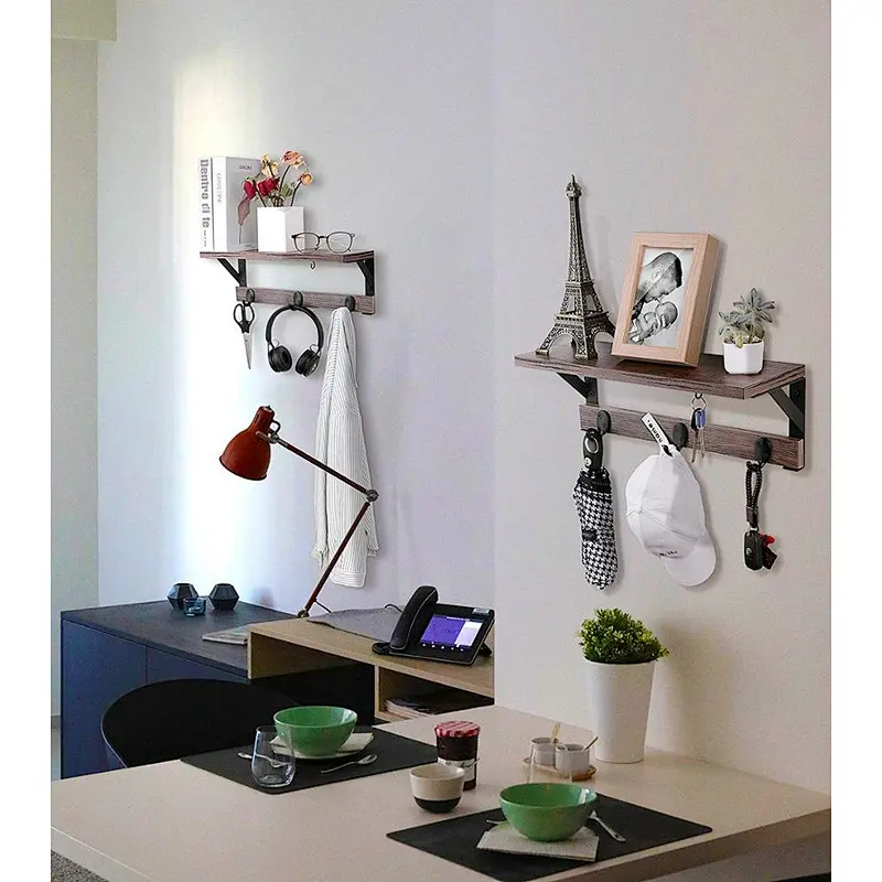 Rustic wood floating wall shelves wall mounted metal shelf shelf wall for living room