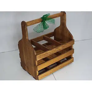 Wooden Wine Tote | Reclaimed Wine Carrier-Personalized Rustic 6-pack beer bottle carrier 12 oz longnecks wood