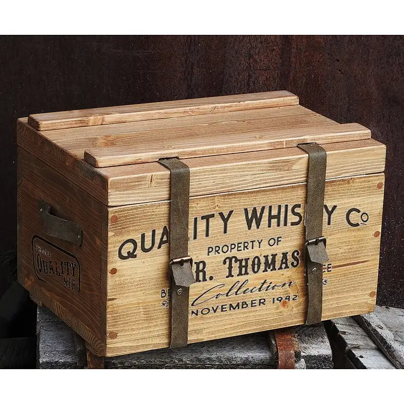rustic whiskey box treasure chest wedding card holder personalised gift for men vintage wood