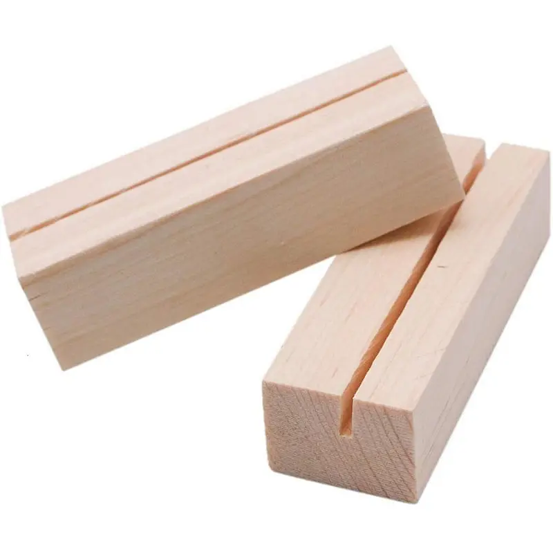 Unfinished Wood Base Business Wooden Menu Holder Table Card Holder Postcard Photo Picture Display Stand