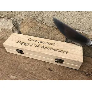 Railroad spike knife in a wooden gift box with engraved box and engraved knife wedding anniversary gift knife gift