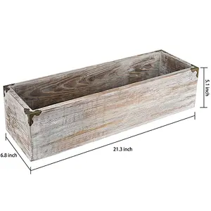 Rustic Whitewashed Wood Planter Box