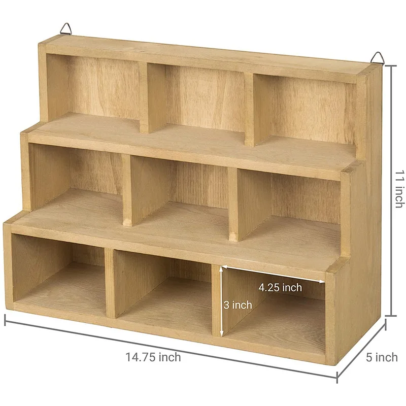 MyGift Small Rustic Wood Display Rack 3 Tier Wall-Mount Shadow Box Shelves Brown