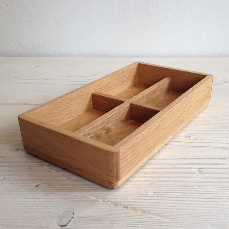 Divided wooden tray jewelry box handmade organizer valet catch all desk tidy storage makeup gift