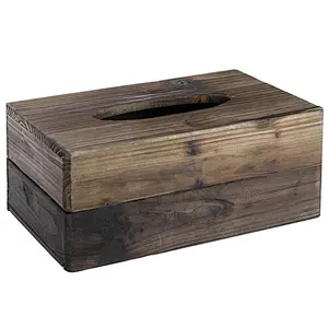 Rustic Dark Torched Wood Tissue Box Holder