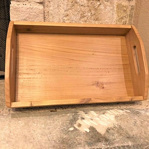Handmade Rustic Wood Serving Tray with Handles