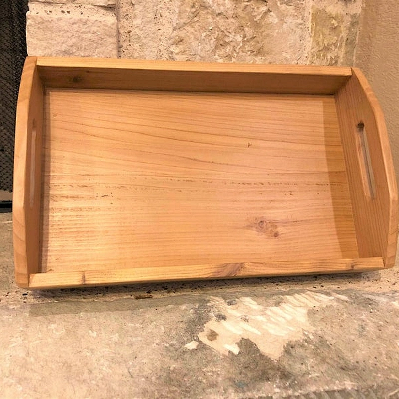 Handmade Rustic Wood Serving Tray with Handles