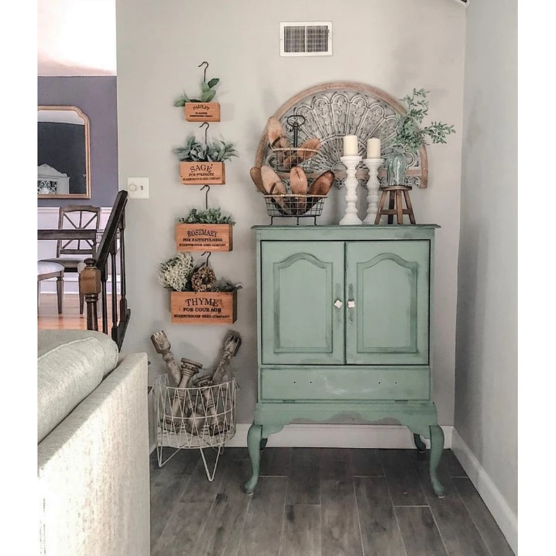 Wall-mounted Beautifully Crafted Of Distressed Wood And Rustic Metal Hooks  For Planter Flowers