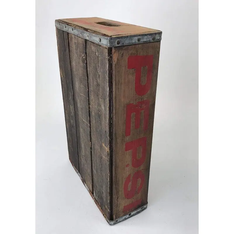 Red Wooden i Crate with Metal Strapsrustic wooden crateshabby chic wooden crate custom unfinished wood french crate vintage