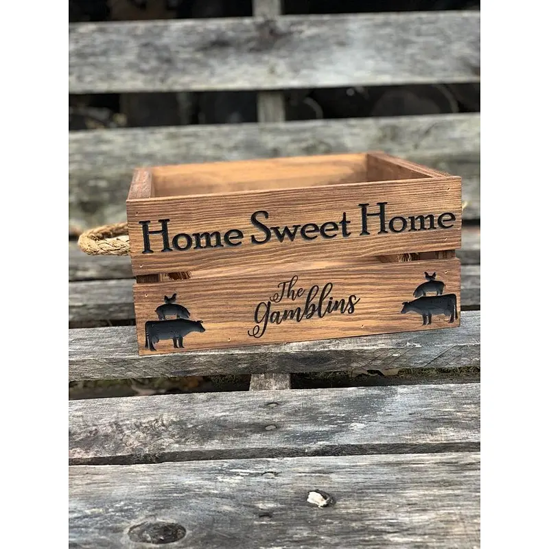 Home and office Wooden Crate Home Decor Wooden box with rope handle