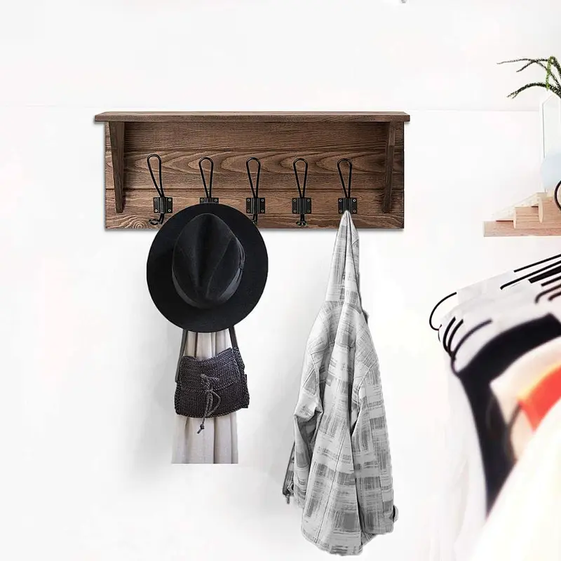 Rustic wood floating wall shelves shelf wall for living room wall shelf with hooks