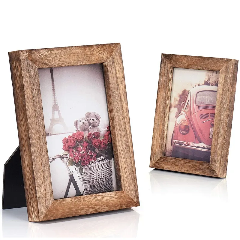 Picture Frame Photo Display for Tabletop Display Wall Mount Solid Wood High Definition Glass Photo Frame