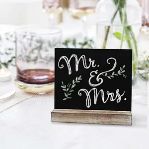 HOME 6-Pack 5 X 6 inch Mini Table Chalkboard Signs with Rustic Real Wood Stand for Baby Shower, Wedding Sign