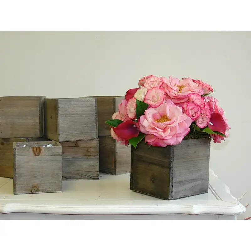 wooden box wedding centerpiece decor planter box
