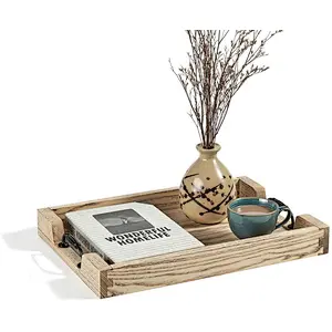 Large wooden meal tray handle, country tray for coffee table, breakfast home decorative tray, bar