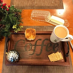 Antique Style Wooden Serving Tray- White tray, Coffee/Snack Tray,Rustic Wooden Serving Tray