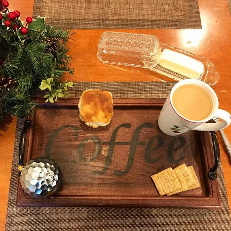 Antique Style Wooden Serving Tray- White tray, Coffee/Snack Tray,Rustic Wooden Serving Tray