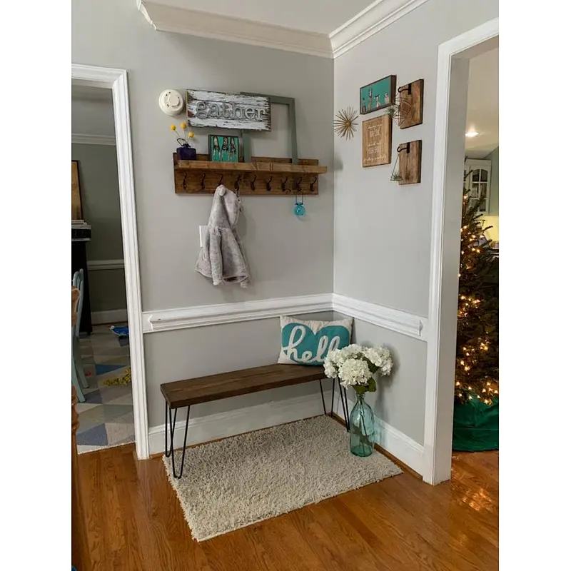 Coat Rack with Shelf  Entryway Organizer Towel Rack Key Hooks Wall Mounted Coat Rack