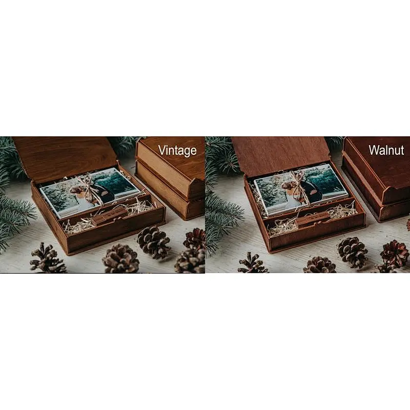 wood print box | 4x6 photo box for photos and USB drive (15x10 cm photo packaging)