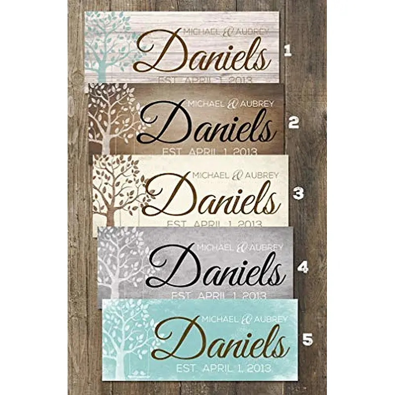 Wood Personalized Family Established Sign With Sayings