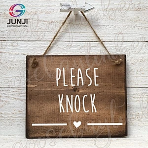 Front door sign door knocker door hanger please knock wood sign