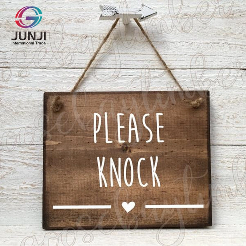 Front door sign door knocker door hanger please knock wood sign
