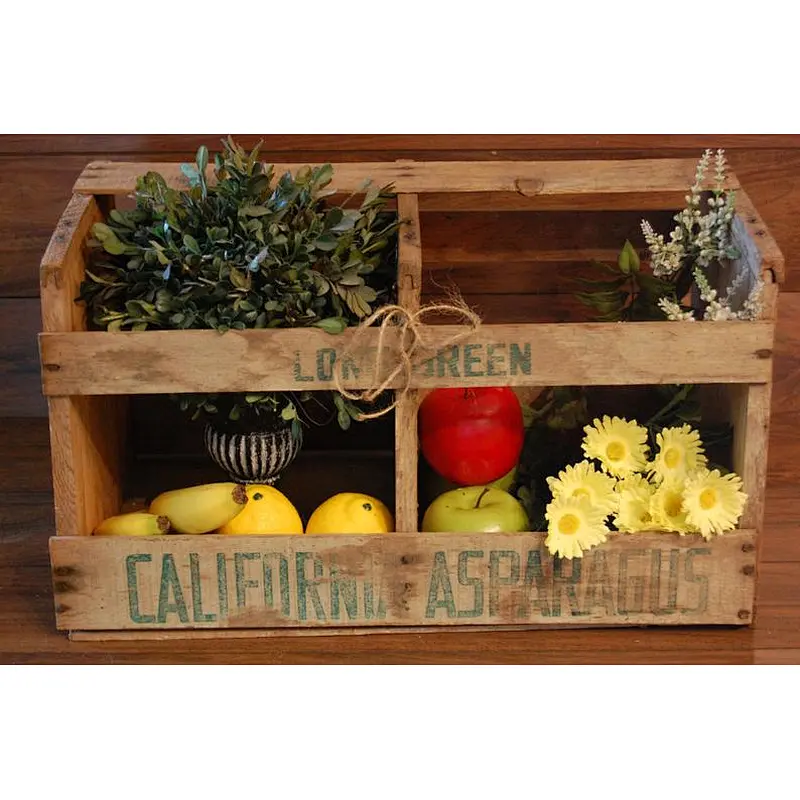 Vintage California Vegetable Crate, vintage craft storage, magazine storage