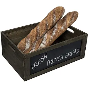 Gift Rustic Brown Wood Nesting Storage Crates with Chalkboard Front Panel and Cutout Handles wooden boxes