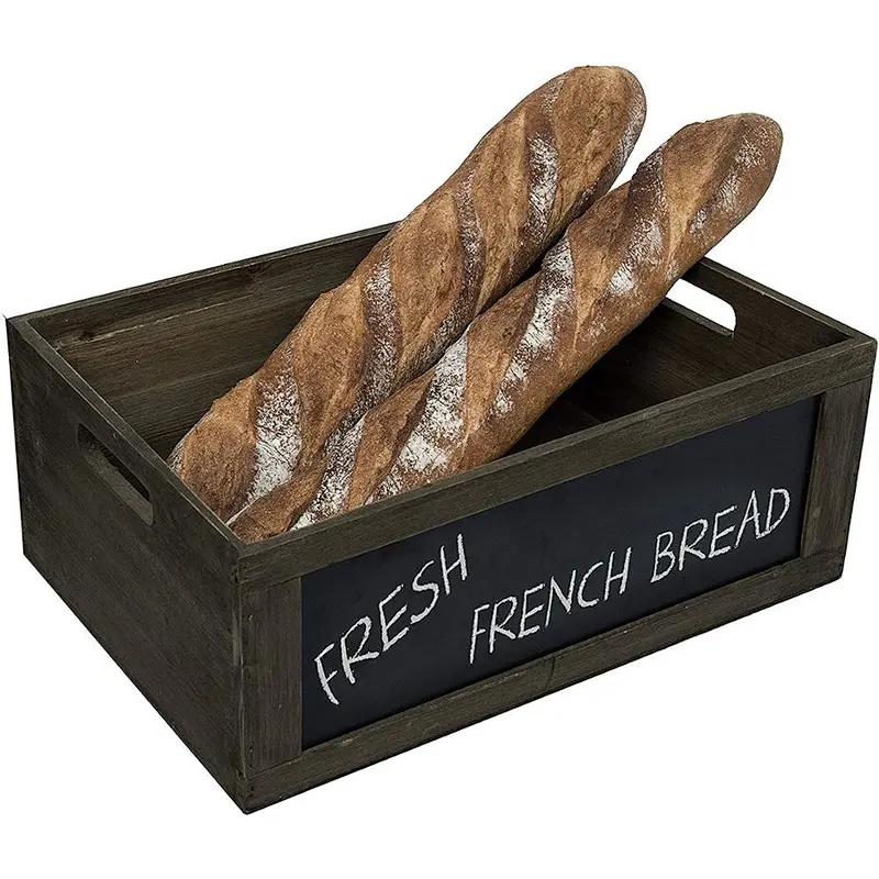 Gift Rustic Brown Wood Nesting Storage Crates with Chalkboard Front Panel and Cutout Handles wooden boxes